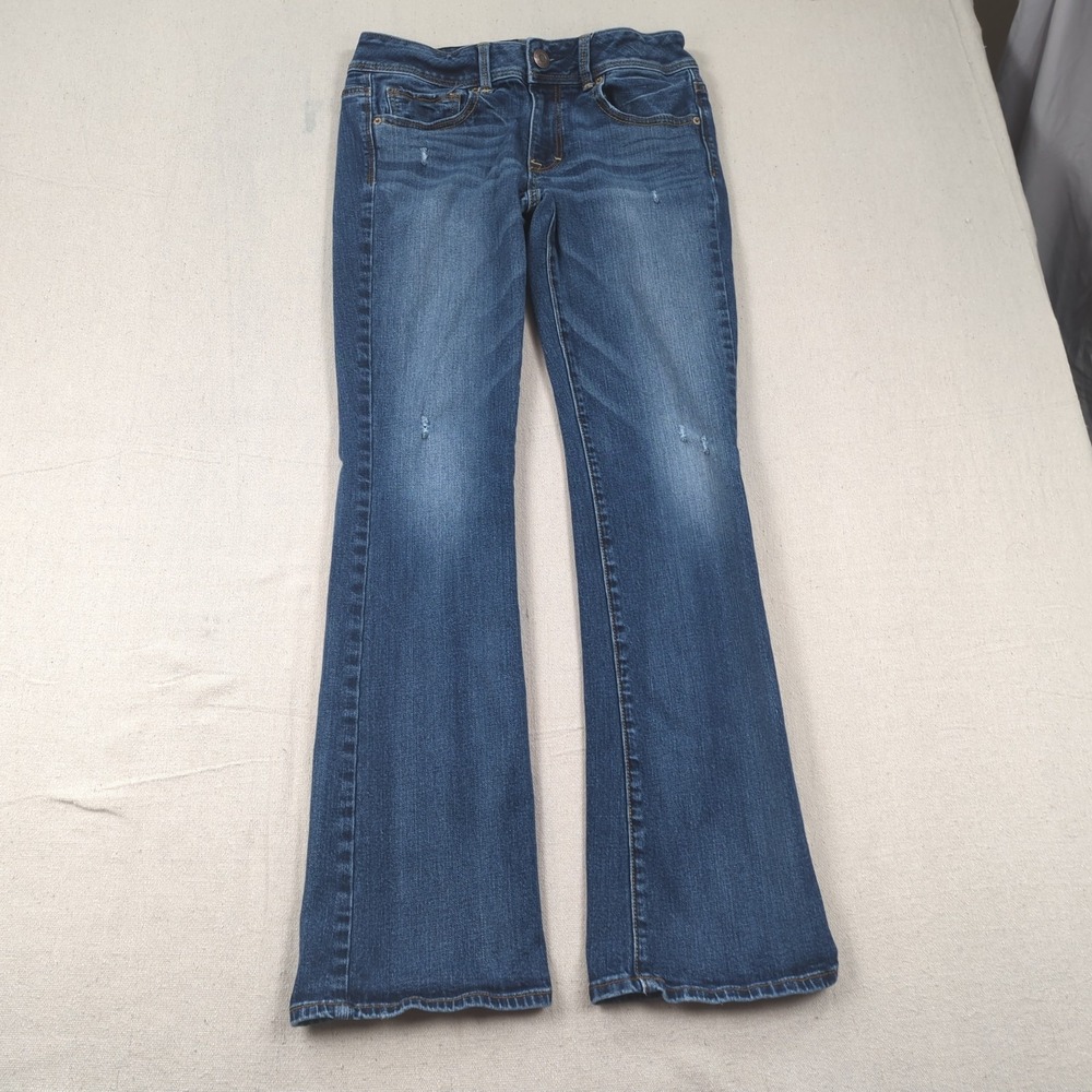 American Eagle Jeans Womens 6 Blue Kick Boot Cut Stretch Boho Western Cowgirl